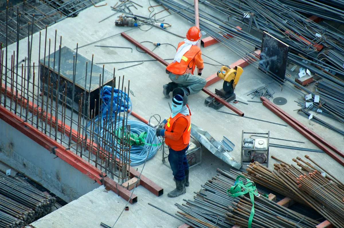 People working on a commercial construction project